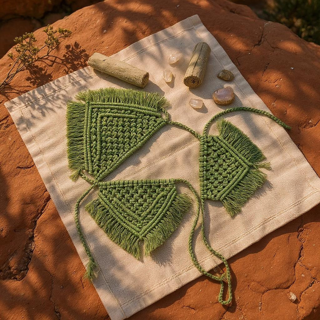 Green Macrame Bandana