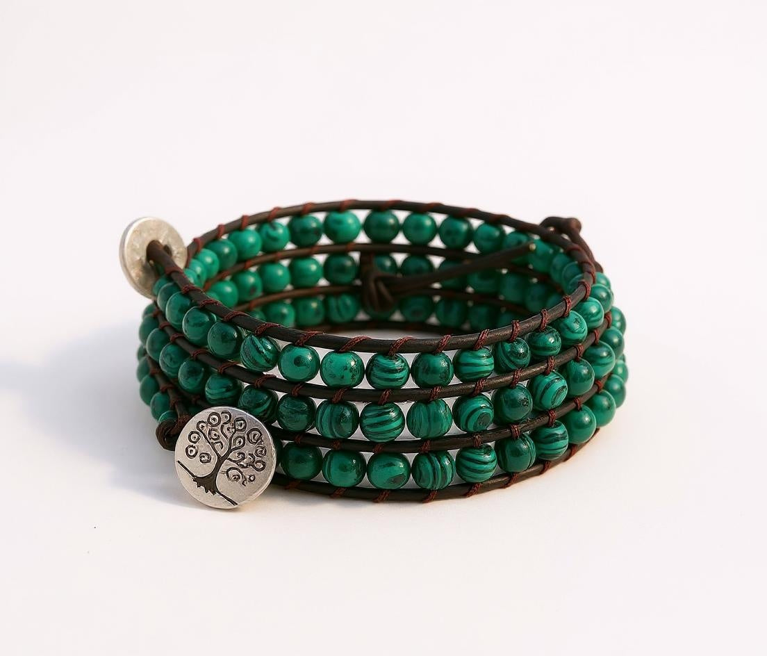 Malachite Wrap Boho Necklace