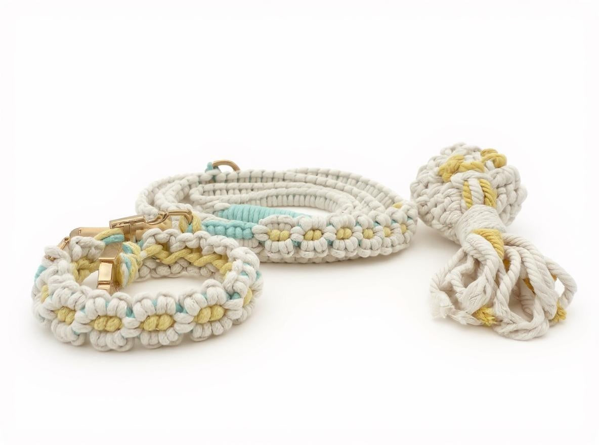 Sunshine Bloom Macrame Leash- Honey & Sky
