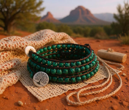 Malachite Wrap Boho Necklace