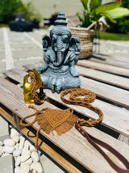 Brown Macrame Collar/Leash set