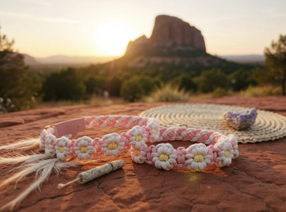 Flower Macrame Collar (Pink)