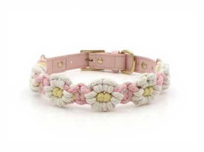 Daisy Days Macrame Collar – Pink & Yellow