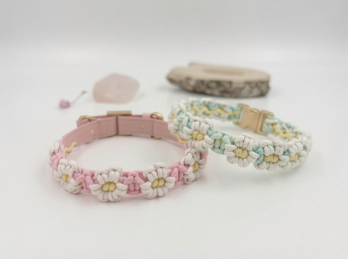 Daisy Days Macrame Collar – Pink & Yellow