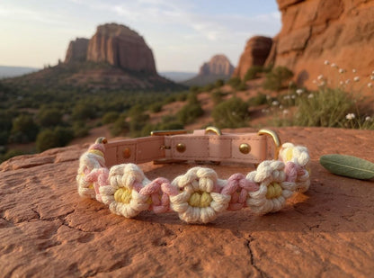 Daisy Days Macrame Collar – Pink & Yellow