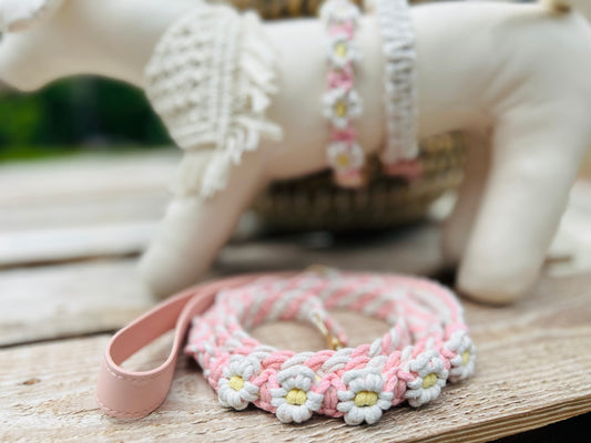 Pink Macrame Flower leash