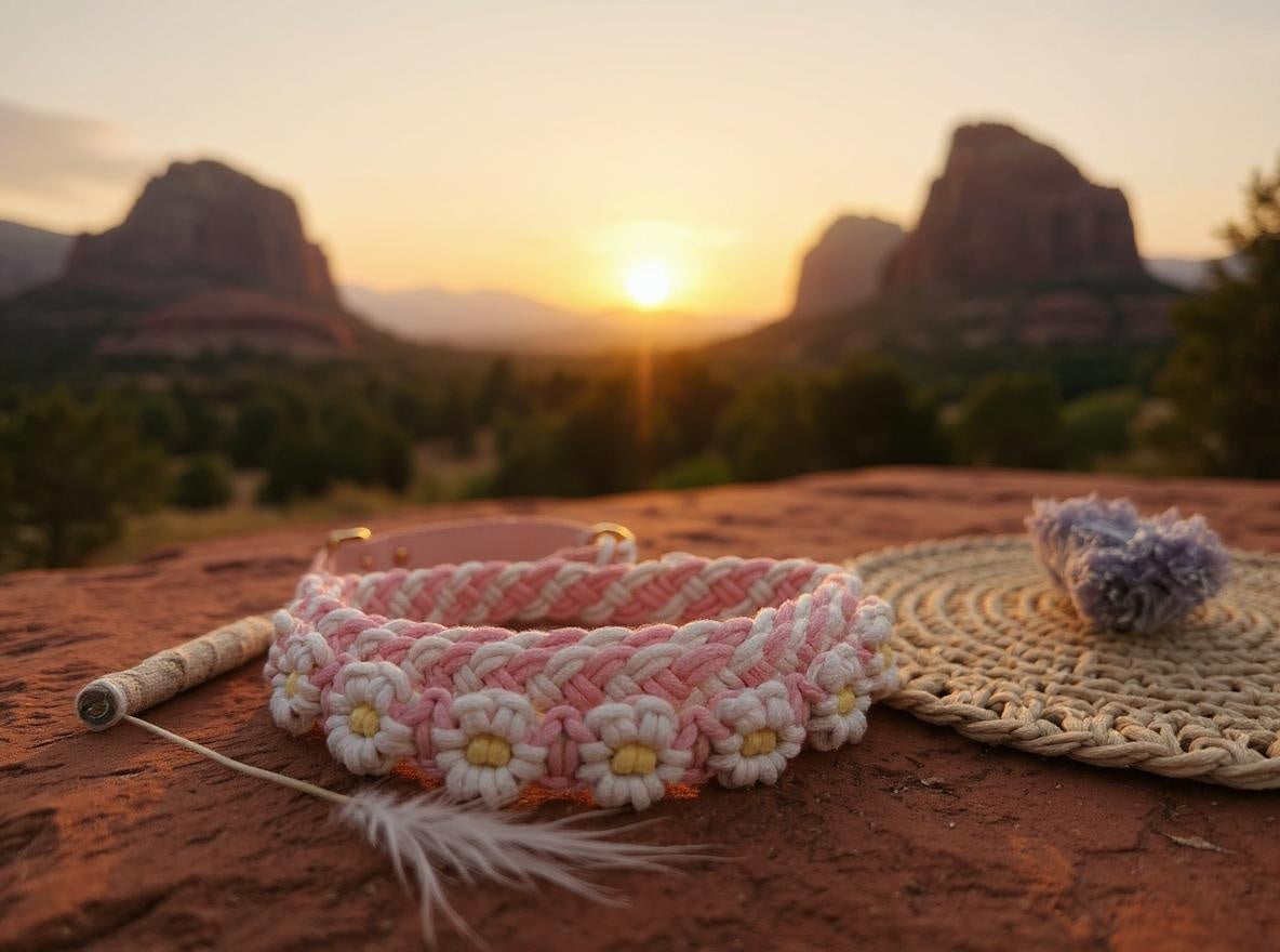 Flower Macrame Collar (Pink)